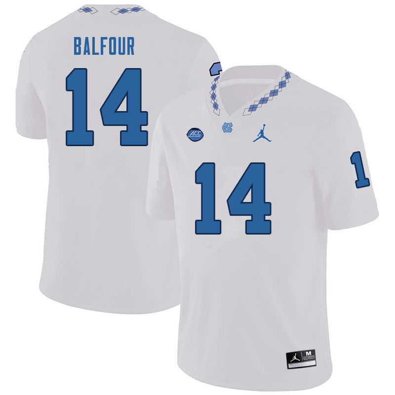 Men #14 Dontae Balfour North Carolina Tar Heels College Football Jerseys Sale-White